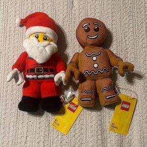 LEGO Santa and Gingerbread Man Plush Set - Red and Brown